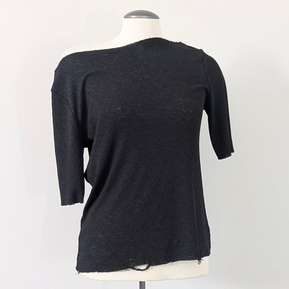 Black Raw Hem T-Shirt - Picture 3 of 9